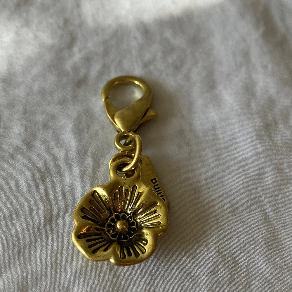 Coach Gold Floral Charm Keychain Accessory